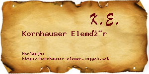 Kornhauser Elemér névjegykártya